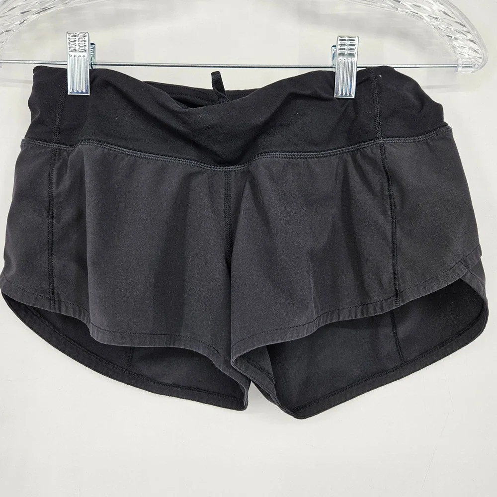 Lululemon Speed Up Shorts Womens Sz 4 Regular Running Black Gym Activewear